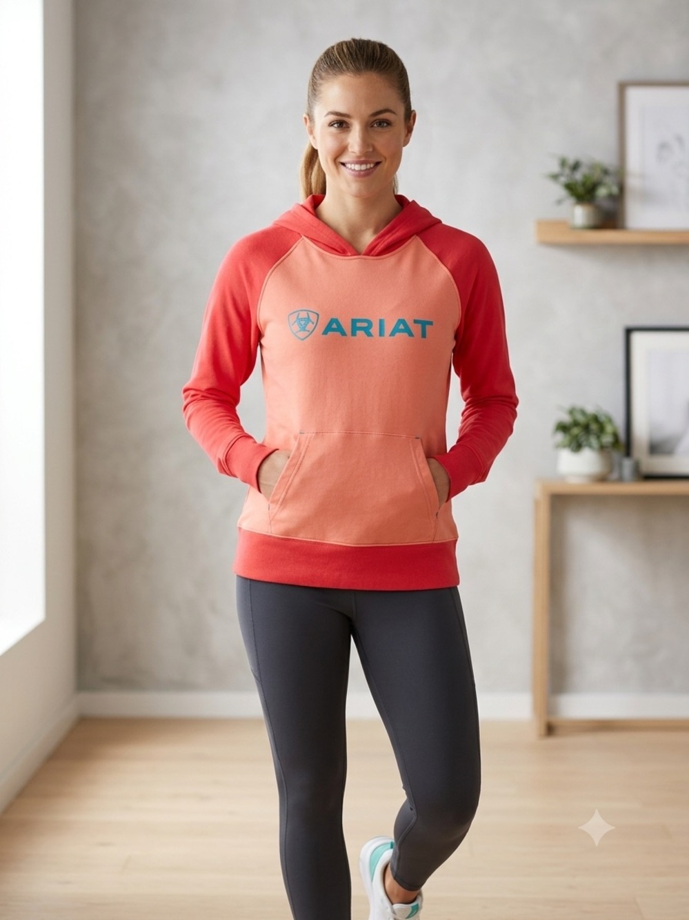 Ariat Coral and Red AriatTEK Cold Series Pullover, Women’s Size Small